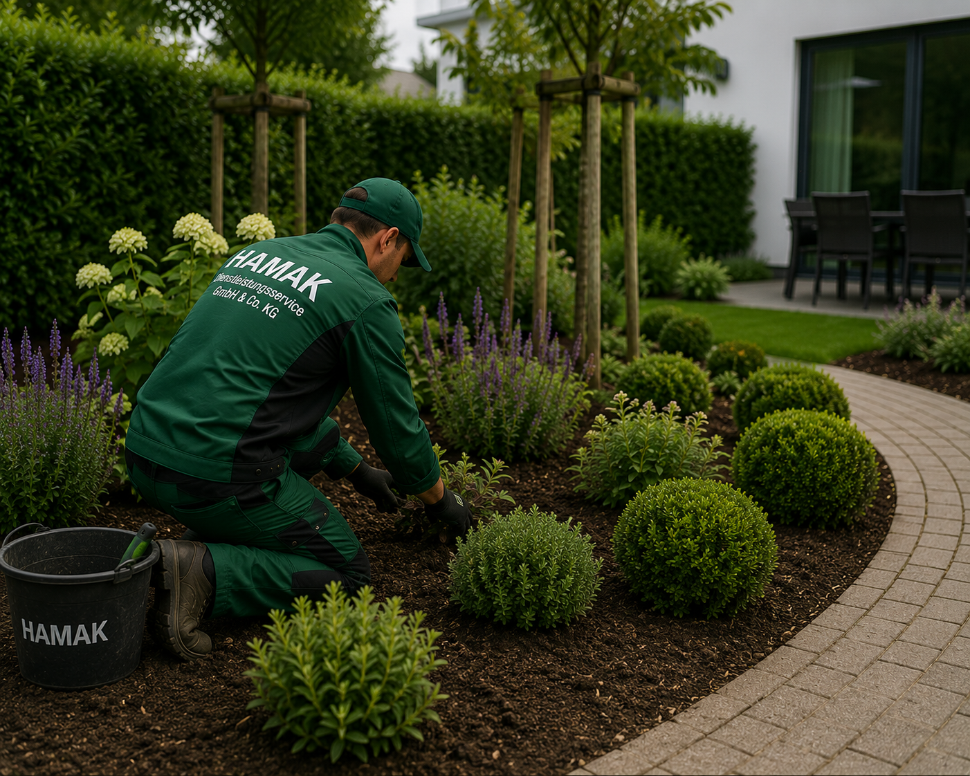 HAMAK Beetpflege und Gartenpflege an einer gepflegten Außenanlage in Hamburg